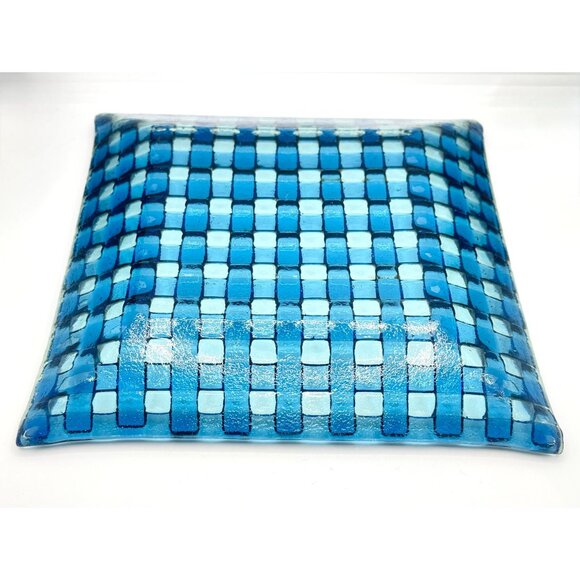 Checkered Fused Glass Decorative Plate - Picture 2 of 6